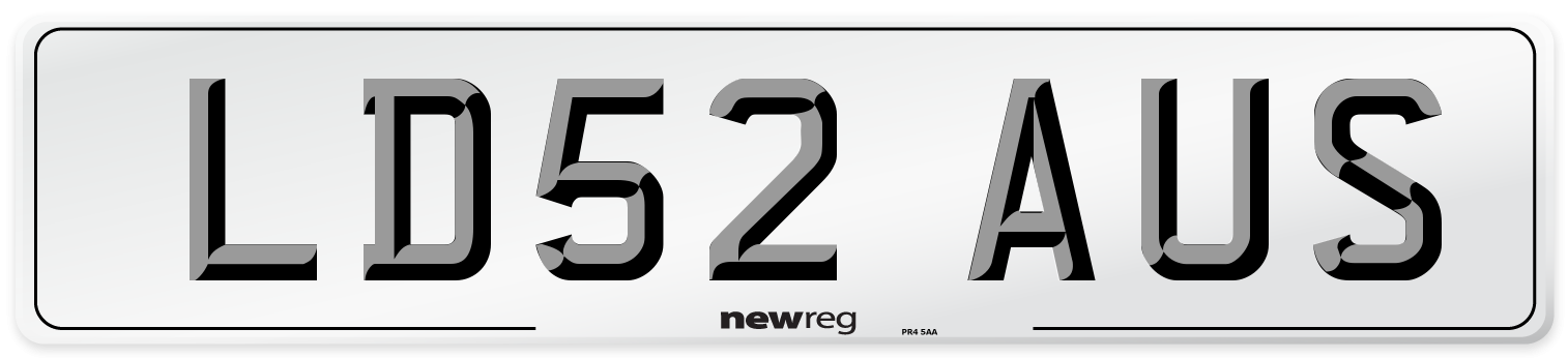 LD52 AUS Number Plate from New Reg